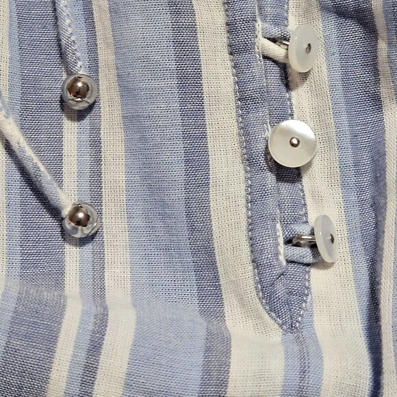 Trendy Easter Spring Veronica Beard Zee Blue White Striped Dress Tiered Ruffle S - Picture 11 of 16